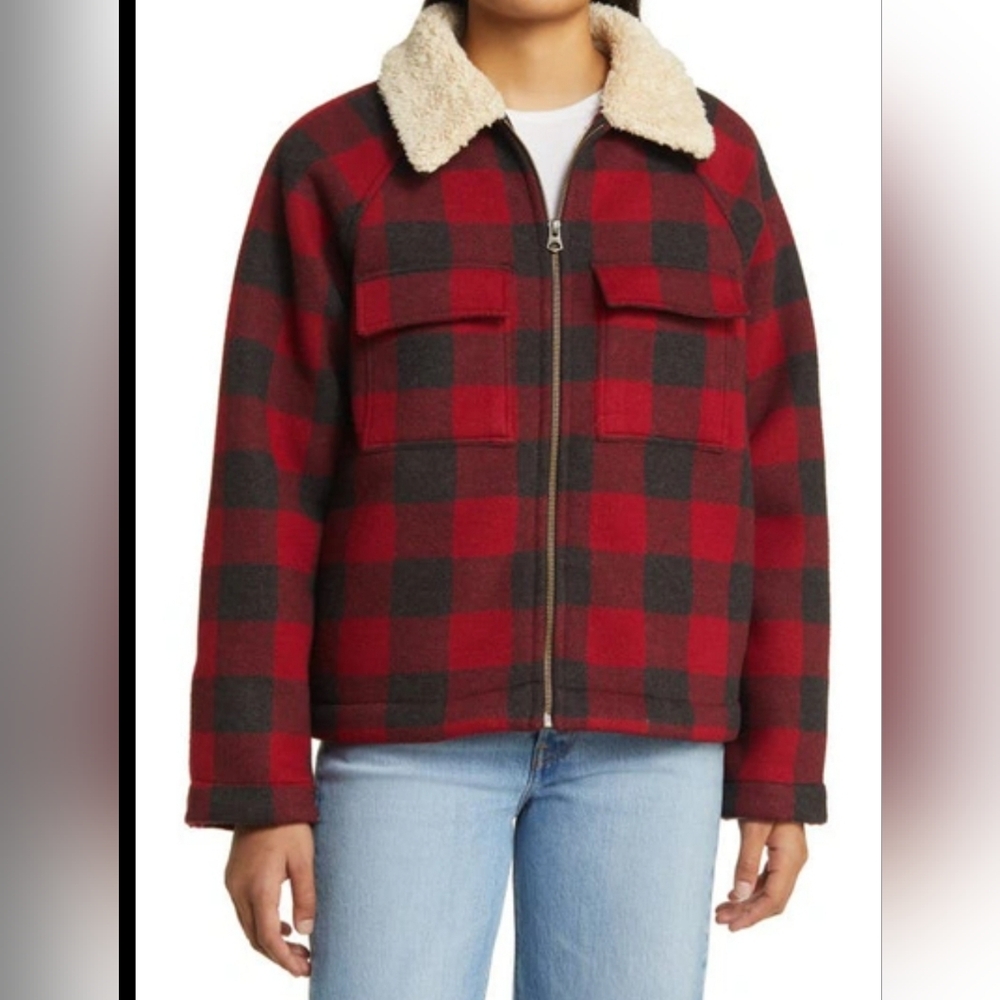 NWT FAHERTY Women's Legend Higj Pile Fleece Cropped Jacket Red Black XS, S, M,XL